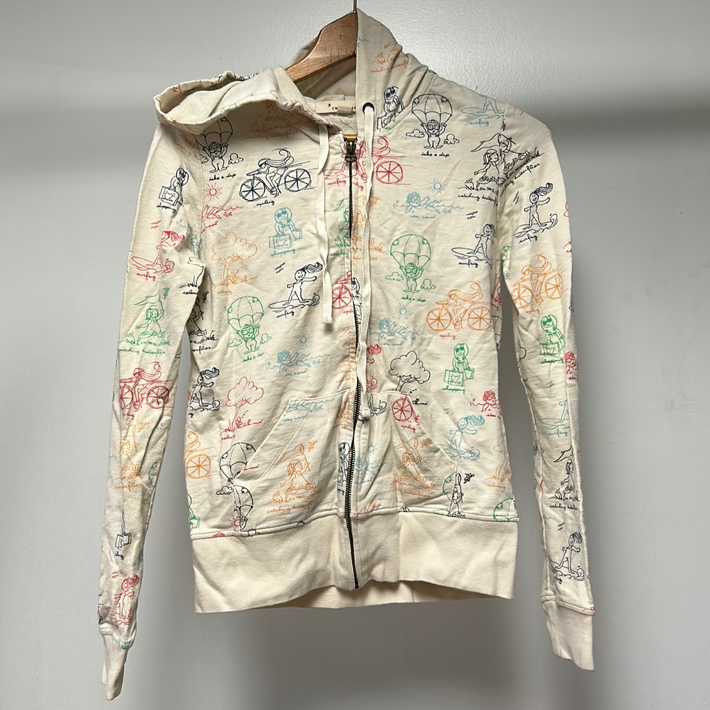 Forever 21 People & Activities Zip Up Hoodie; Surf, Shop, Bike, Swim, Relax